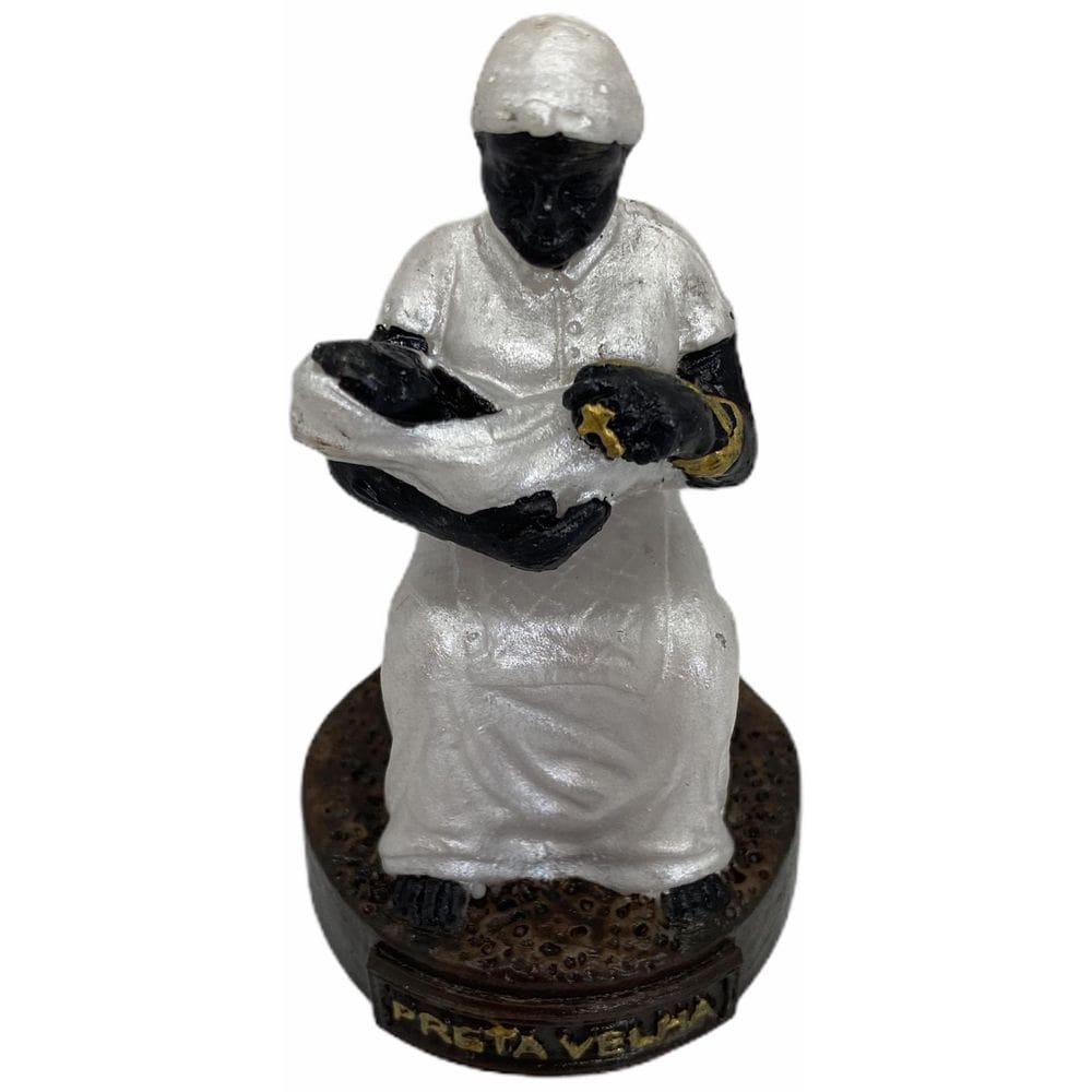 Escultura Preta Velha Em Resina 8 Cm