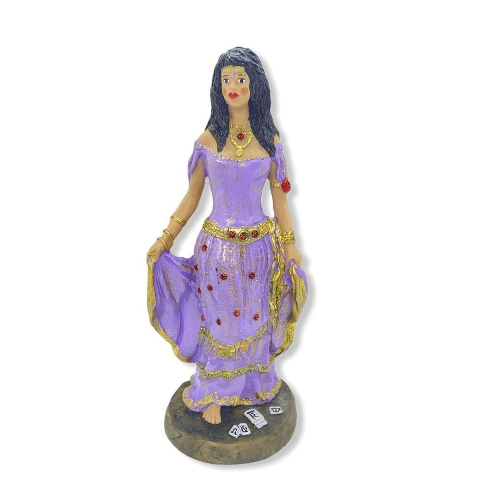Escultura Cigana Lilás 23 Cm Em Resina