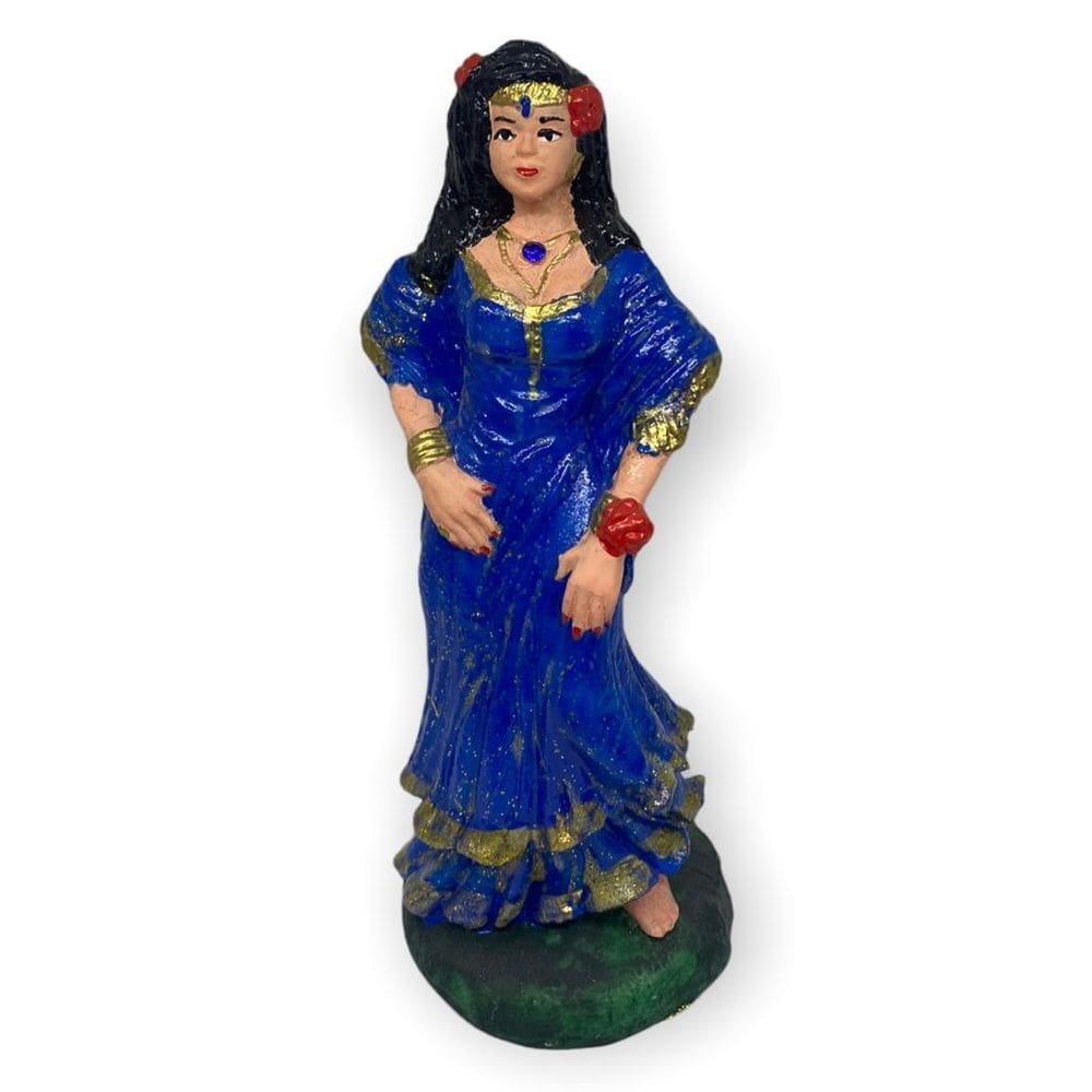 Escultura Cigana Azul Escura 15 Cm Em Resina
