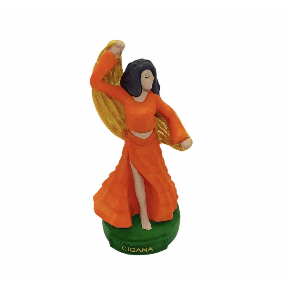 Escultura Cigana Laranja 11 Cm Em Resina