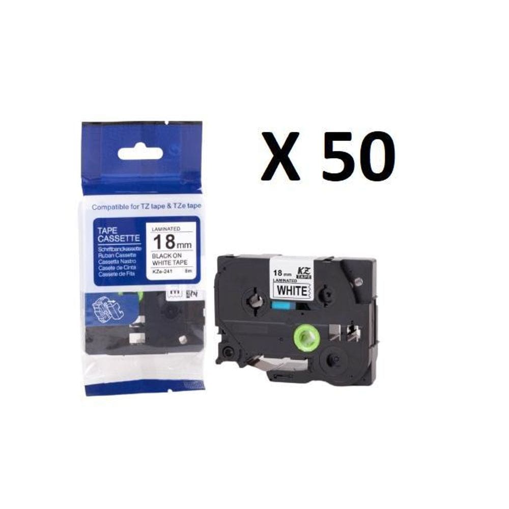 Kit 50 Fitas Compatível Brother Tze-241 Branca 18Mm