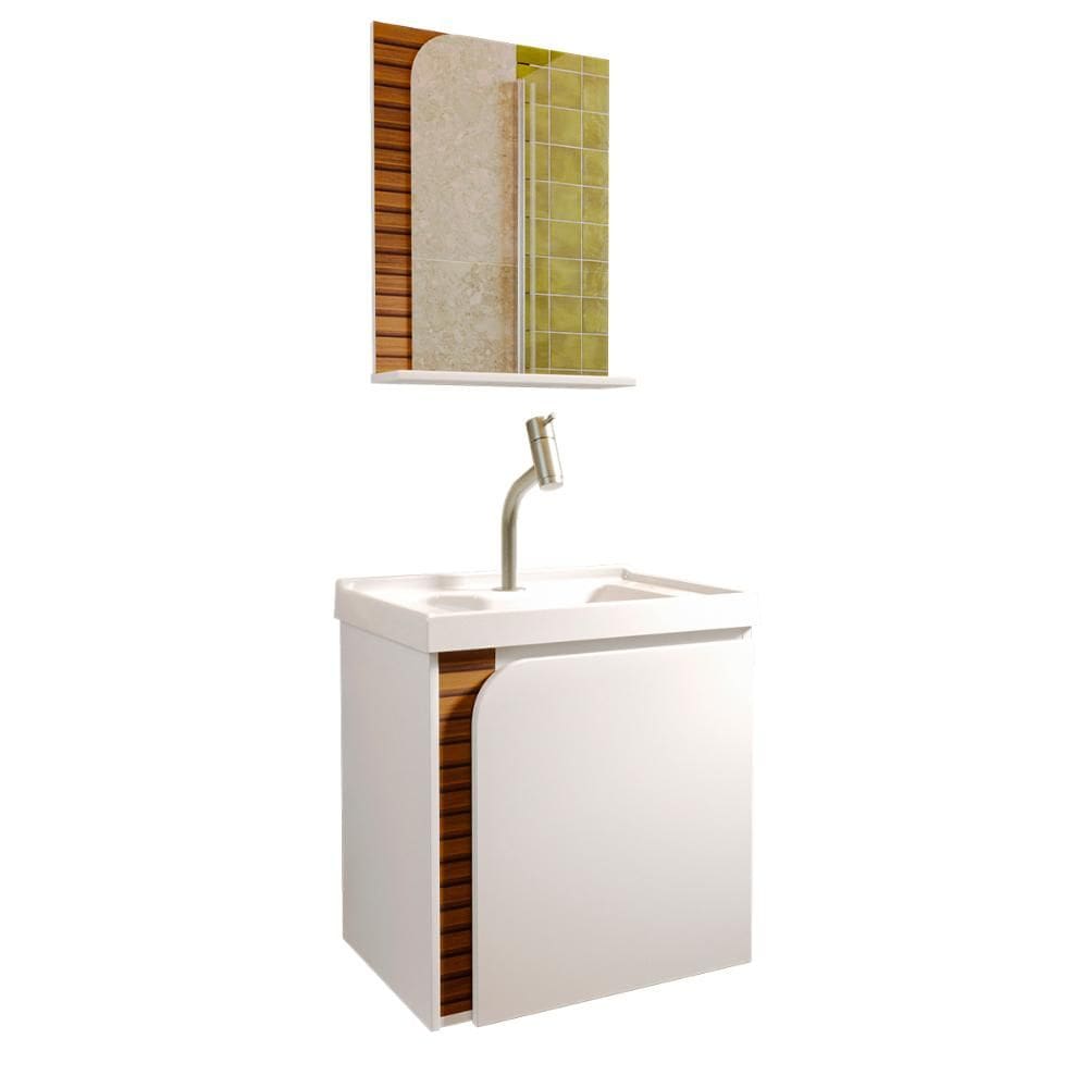 Gabinete Banheiro Lirio com 1 porta Espelheira e Cuba