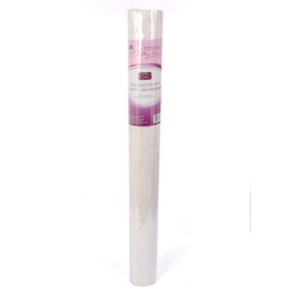 Lençol Vilty De Papel Branco Natural - Rolo 0,50Cmx50M