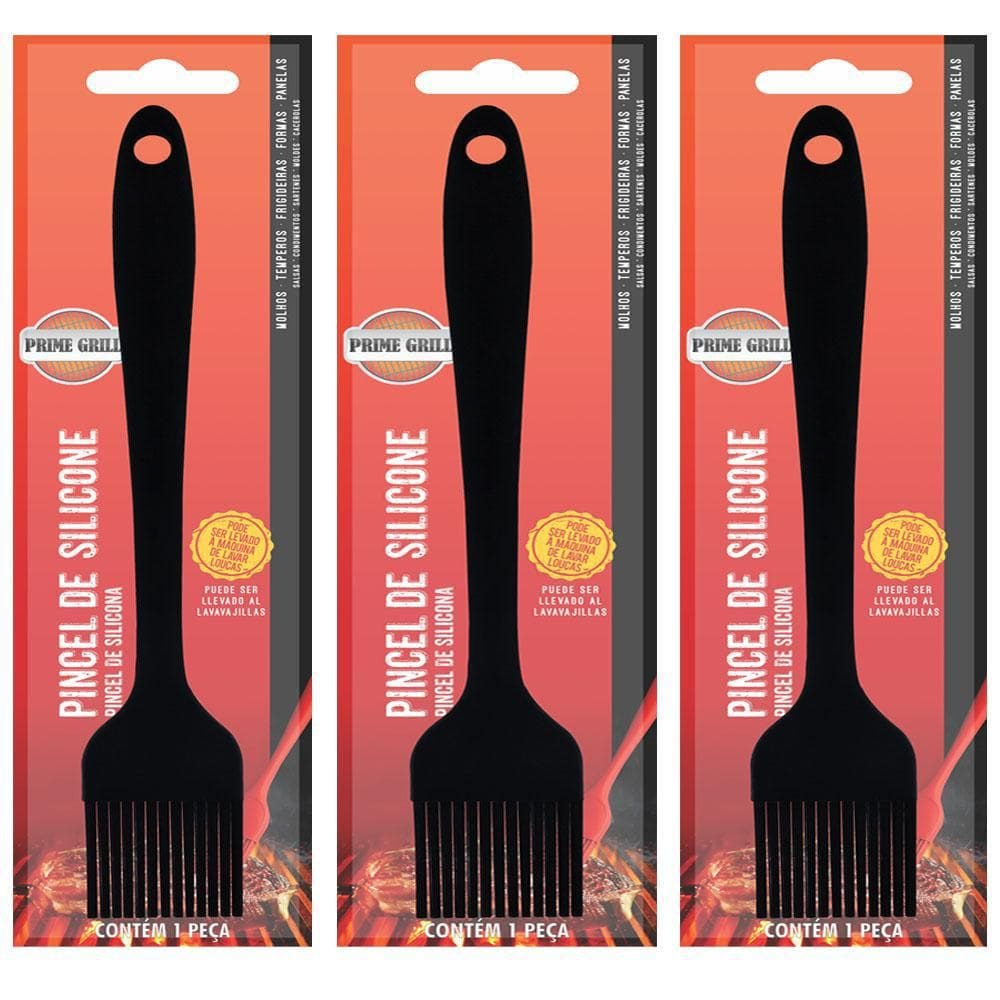 Kit Pincel De Silicone 16198 Prime Grill 3 Peças