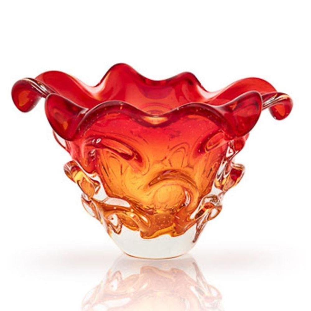 Vaso Em Cristal Murano Vermelho E Âmbar - São Marcos 35Cm
