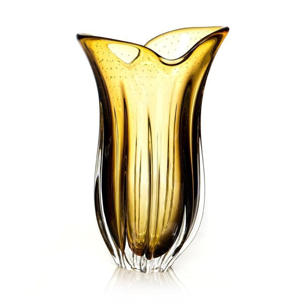 Vaso Em Cristal Murano Âmbar E Lilás - São Marcos 47Cm