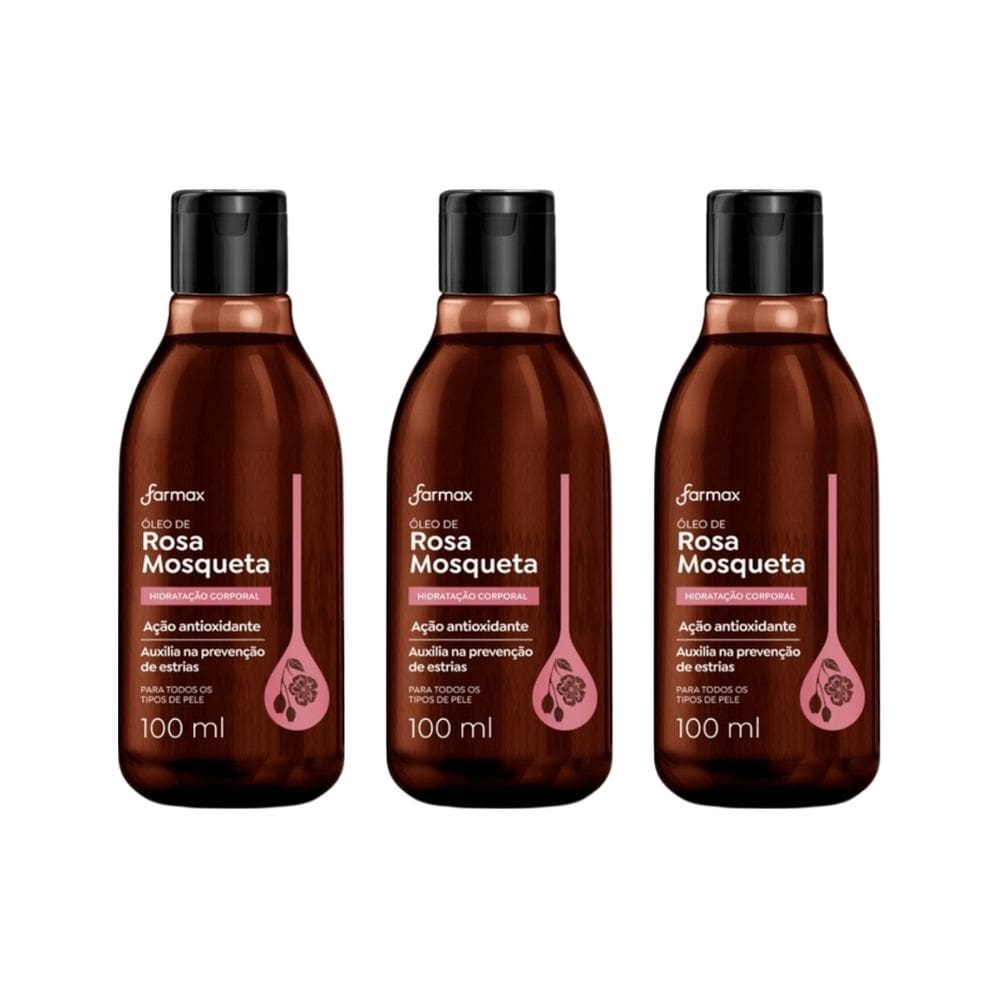 Oleo Corporal Farmax 100ml Rosa Mosqueta-Kit C/3un