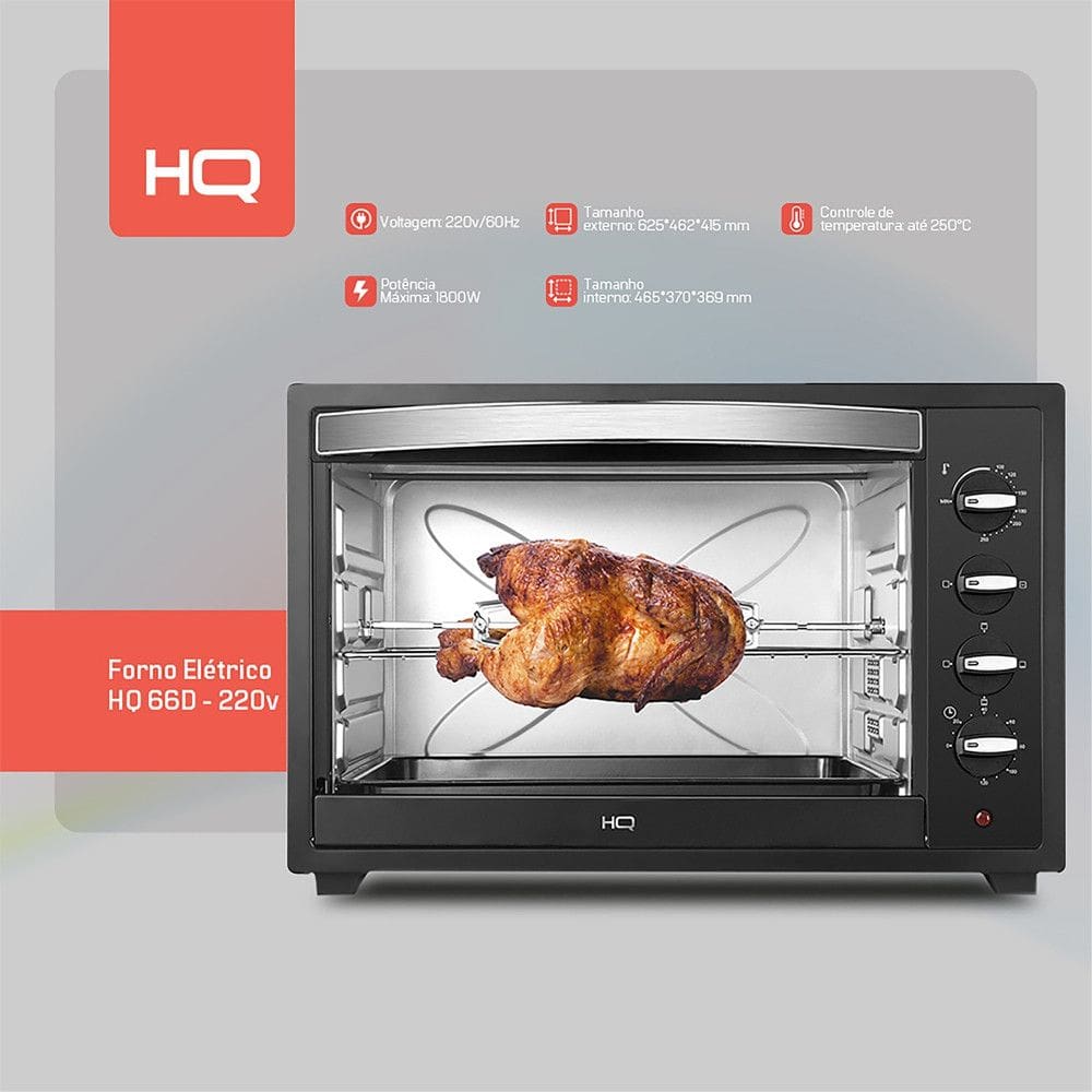 Forno Elétrico HQ66D de Bancada 66L 2200W HQ