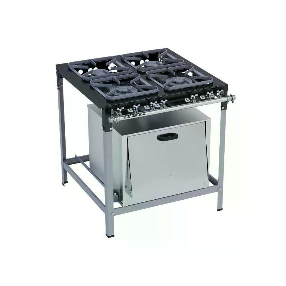 Fogão Industrial 4 Bocas 30X30 com Forno S2020 Metalmaq