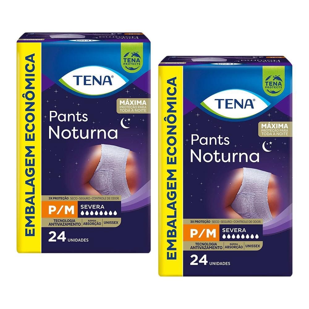 Kit 2 Roupas Íntimas Tena Pants Noturna P/M com 24un