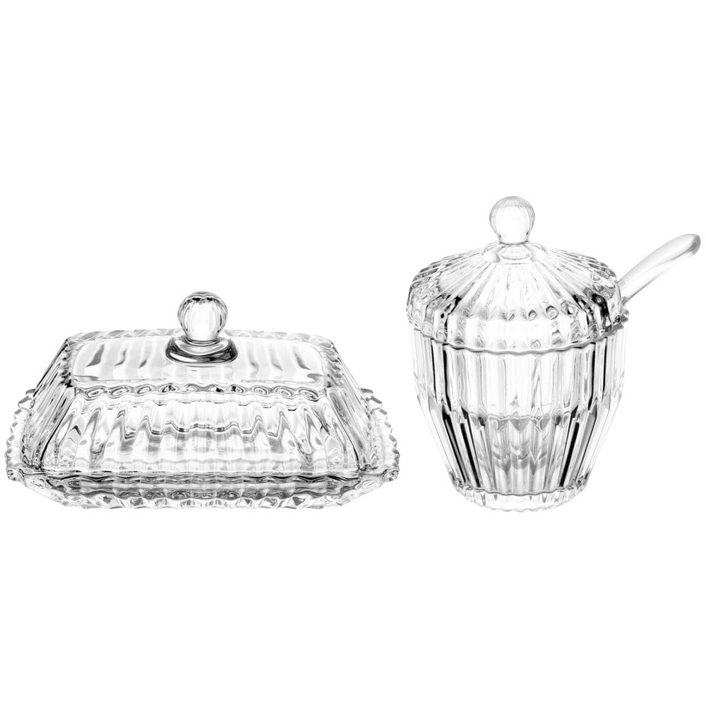 Conjunto de Manteigueira e Açucareiro de Cristal Imperatriz - Wolff