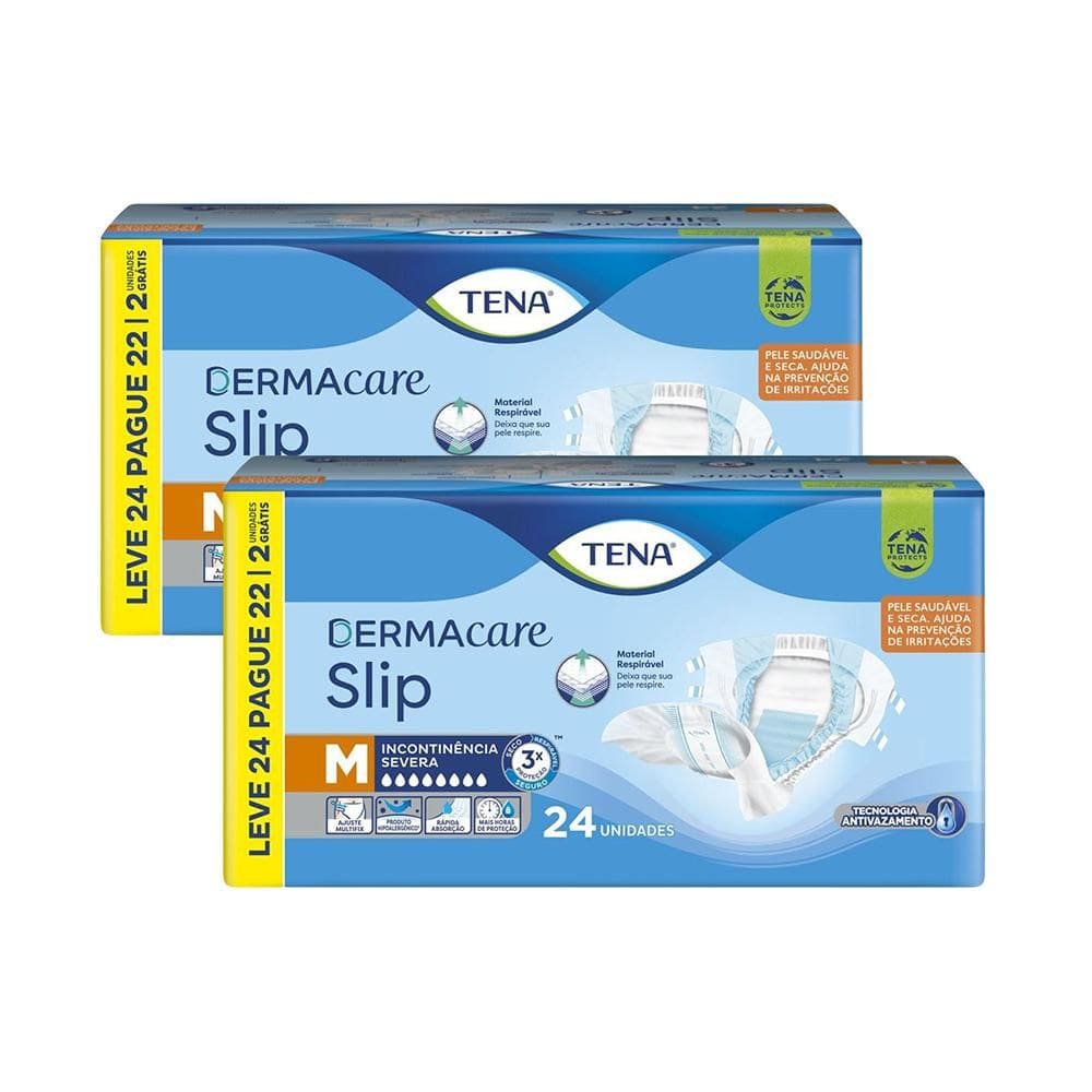 Kit 2 Fraldas Geriátricas Tena Slip Dermacare M 24un