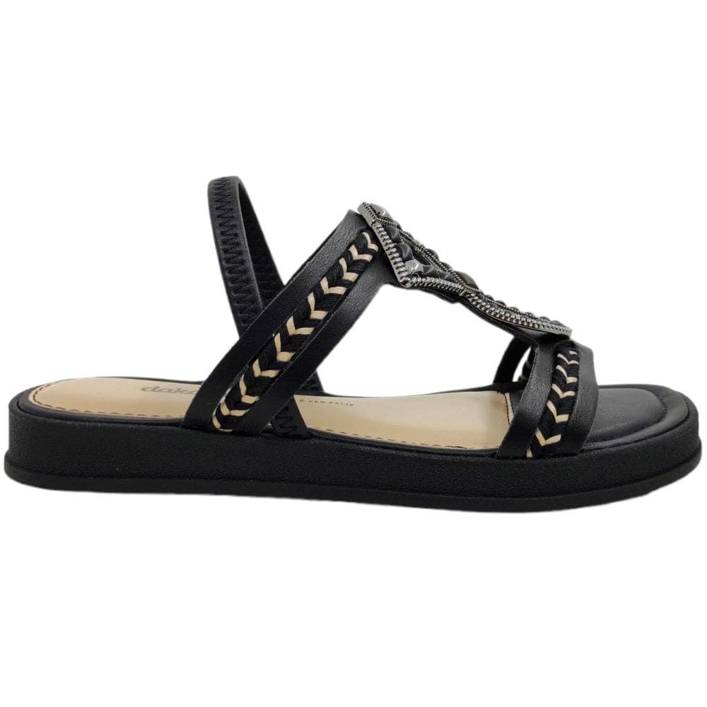 Sandália Feminina Casual Dia a Dia FlatForm com Pedrarias Conforto Dakota Y7971