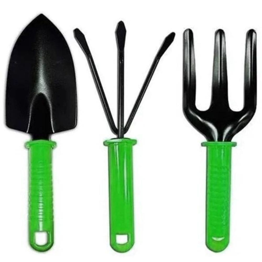 Kit Jardinagem Garfo Rastelo Pá Jardim Ferramentas Manuais Resistentes Leves KIT 3PÇS