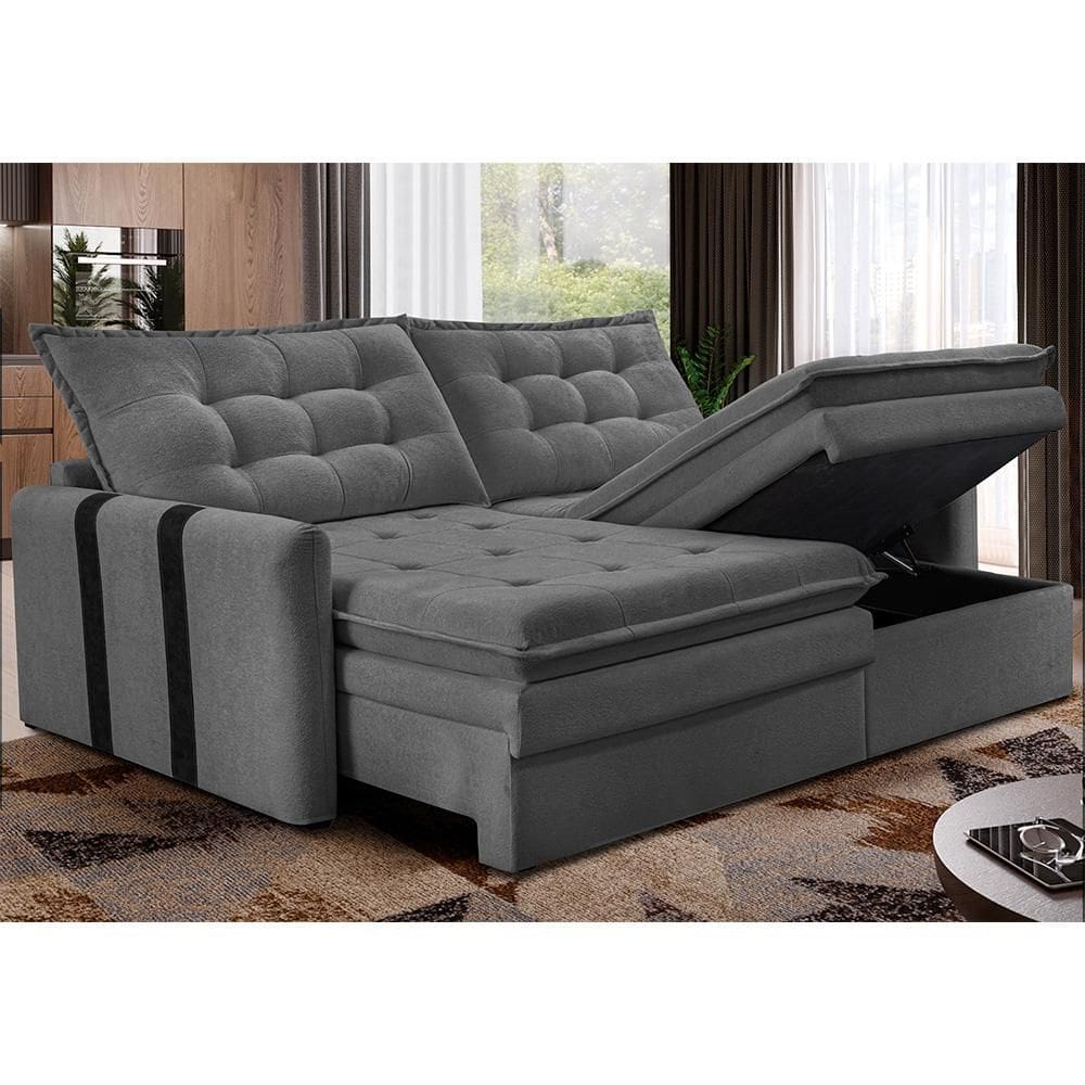 Sofá Baú Sem Caixa Retrátil 2,00m SoftGel Petit. Boucle Cama inBox