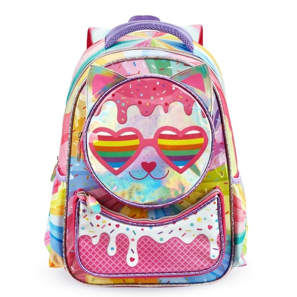 Mochila Infantil Escolar Gatinha Holográfica