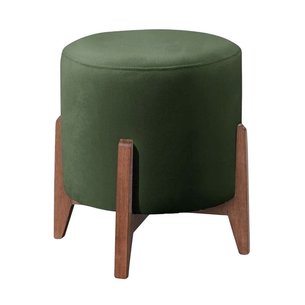 Puff Banqueta Decorativo Redondo Sala Estar Paris Suede