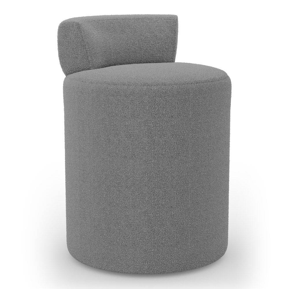 Puff Decorativo Orgânico Living Aegon Minimalista Bouclê Cinza Escuro - Desk Design