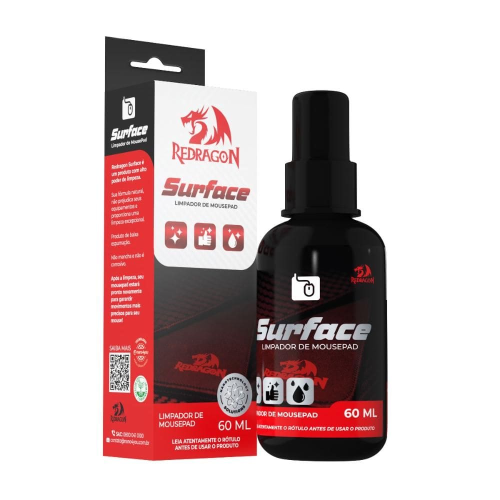 Solução Nano Redragon Surface para Limpeza de Mousepads - 60ml - Alto Poder de Limpeza
