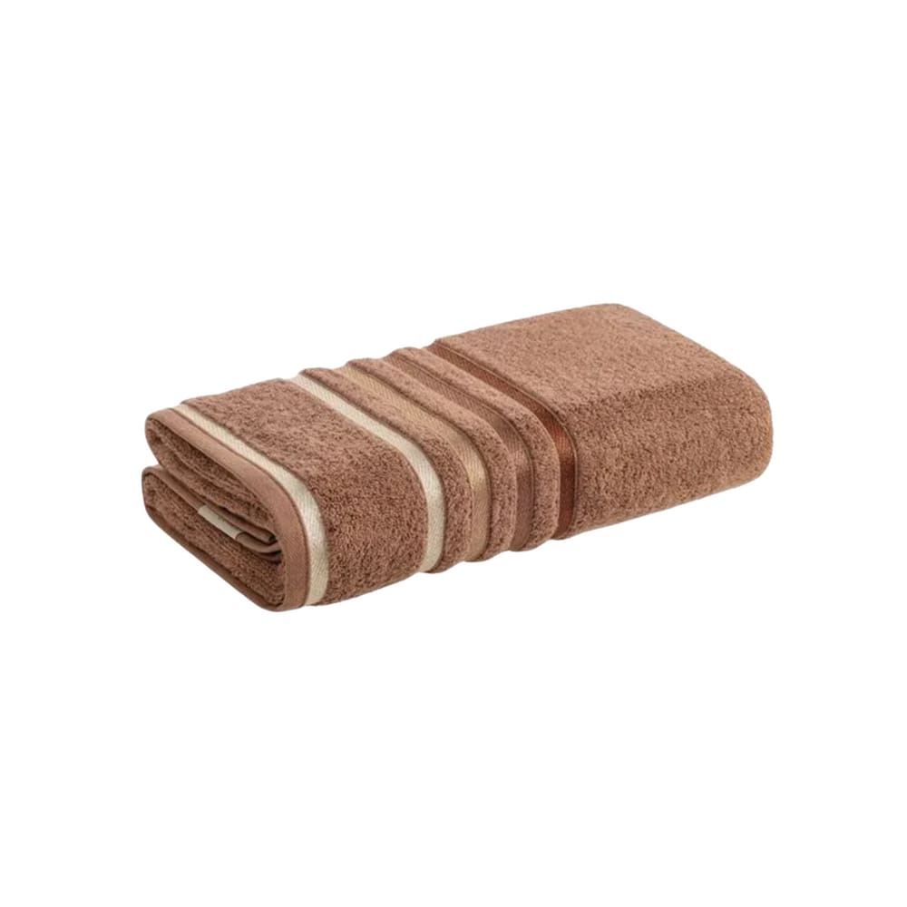 Toalha de Rosto Lumina Unika Karsten Marrom Sienna 48x80 Fio Penteado com Listras