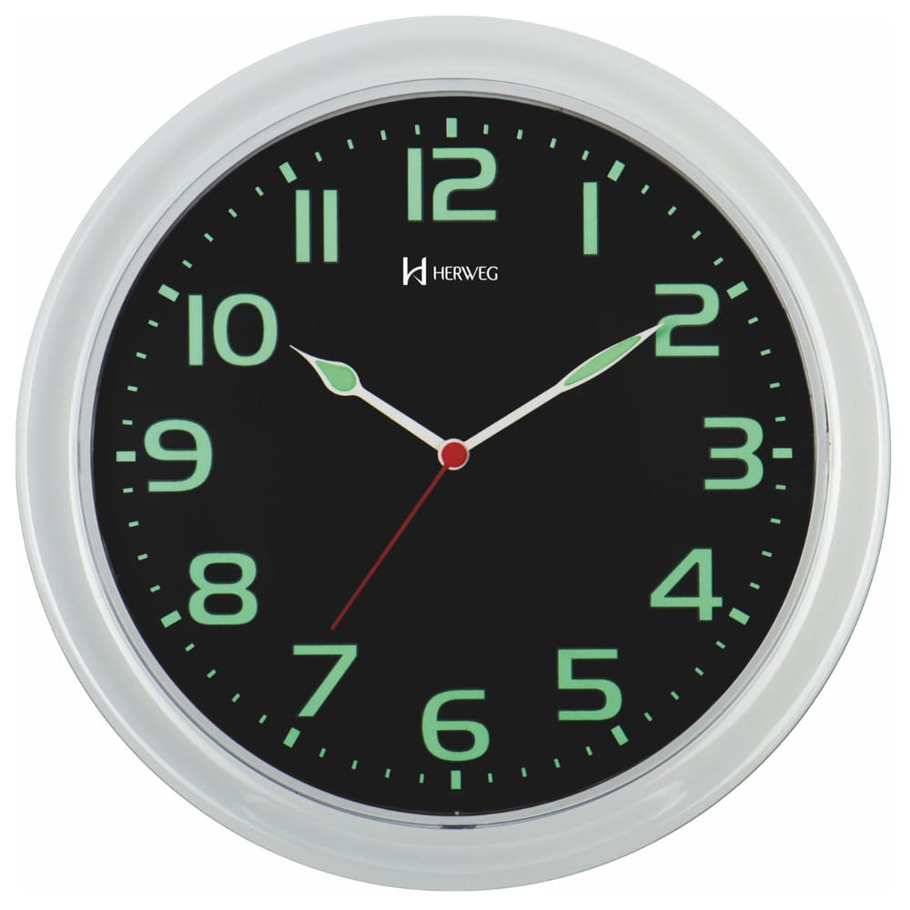 Relogio de Parede Herweg Fluorescente Branco 660016 28cm