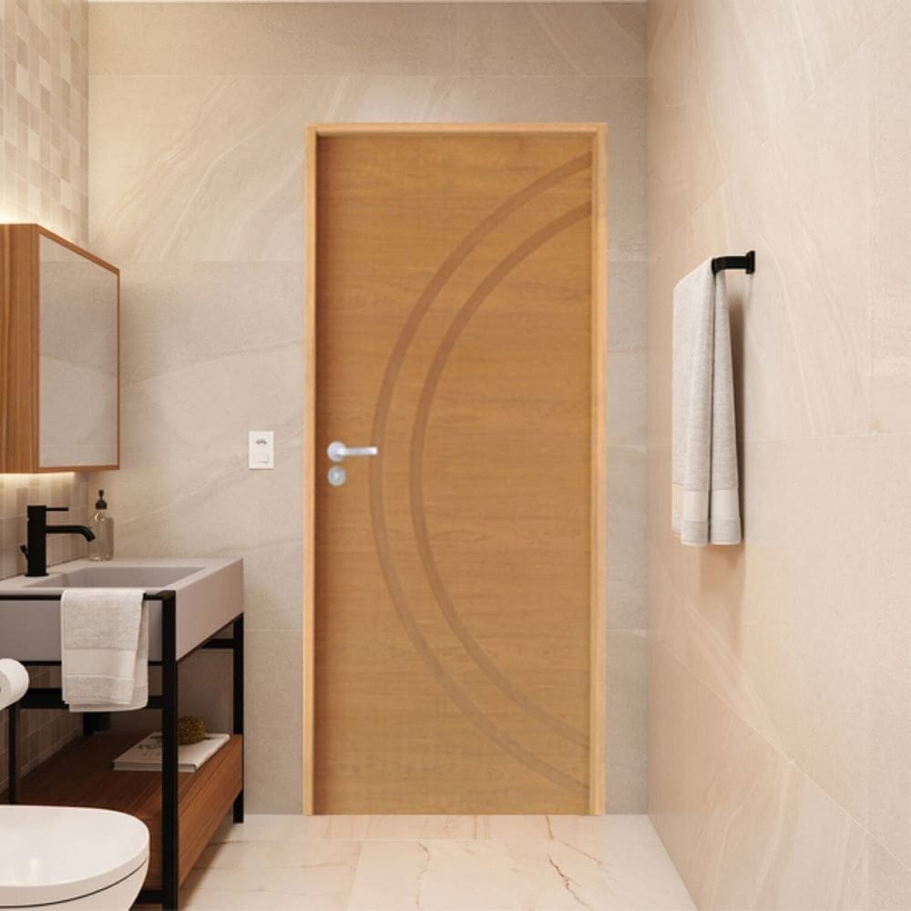 Porta Lisa Padrão Imbuia Concept 11 Batente Ecológico 09 Fechadura Stilo Wc 82 X 2,10 D Natural