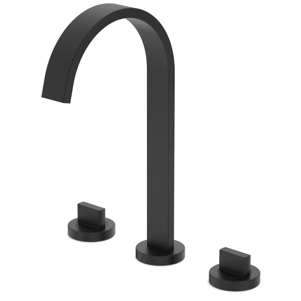 Misturador para Lavatório de Mesa 3 Furos Bica Alta com Válvula de Escoamento Flow Preto Matte