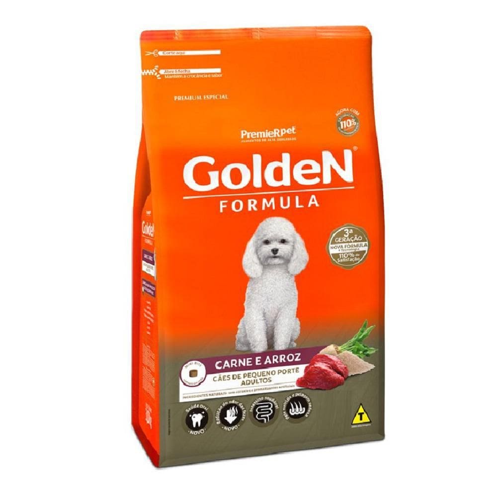 Ração Golden Fórmula Cães Adultos Carne Raças Pequenas 1Kg