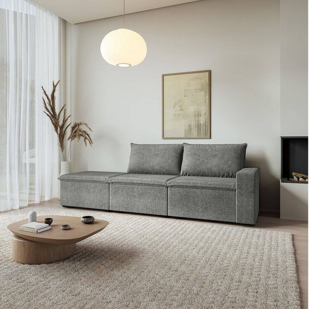 Sofá Modular 1 Módulo Direito 1 Módulo Central 1 Puff Zen Cabecasa Madeiramadeira Cinza