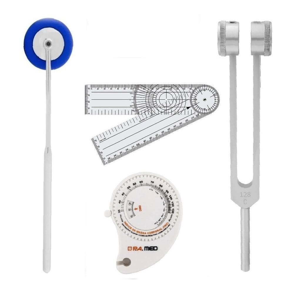Kit Fisioterapia Martelo Babinski Goniometro Diapasão Trena