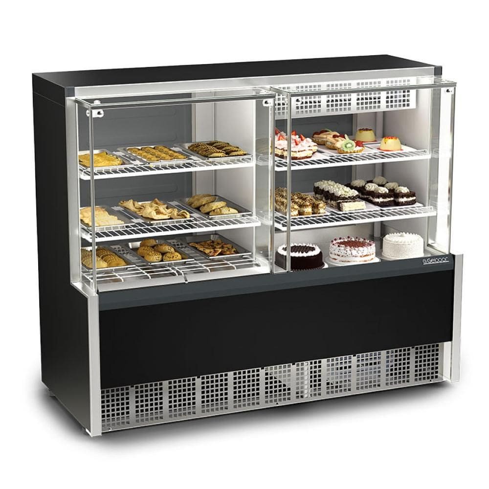 Expositor Estufa Refrigerada Aurora Gqea140r Preto Vidro Reto 127V Gelopar