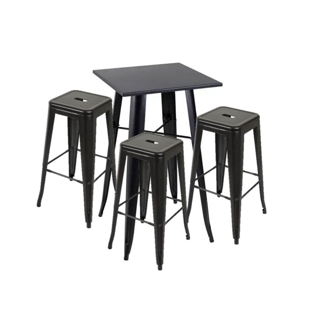 Mesa alta bistrô de bar + 3 banquetas altas Iron Tolix