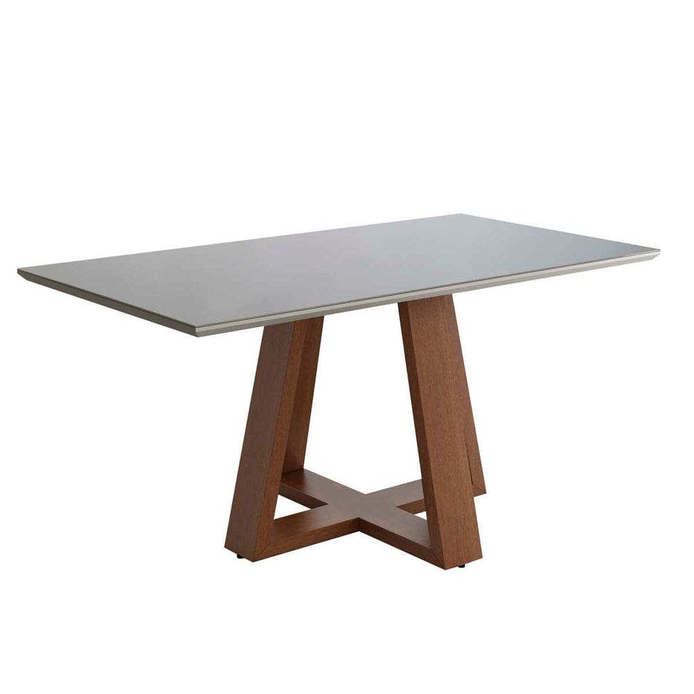 Mesa de Jantar Retangular para 6 Cadeiras 180x100cm Liandra Tampo Vidro Off White CCS