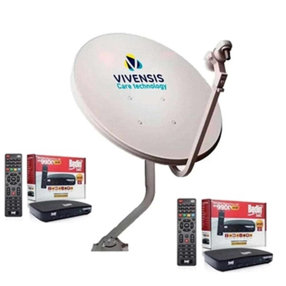 Nova Antena Parabólica 60cm +2 Recepitores Digital Bedinsat Bs9900