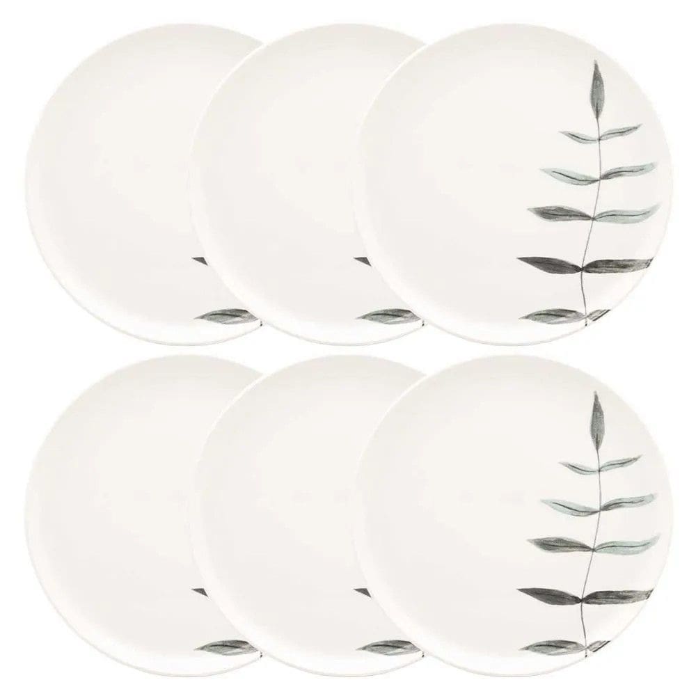 Conjunto de Pratos Rasos 06 Peças Flat Samambaia Oxford