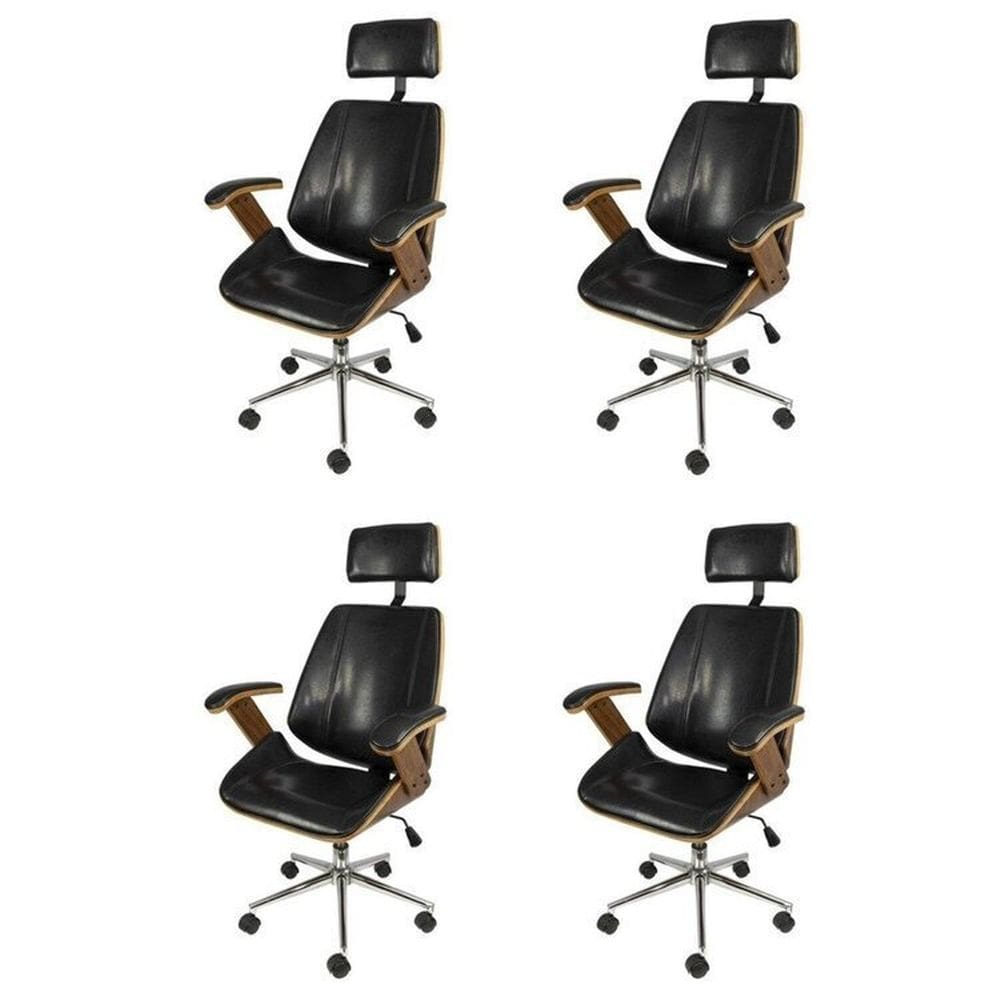Kit 4 Cadeiras para Escritorio Presidente Bergen 3331 Preto