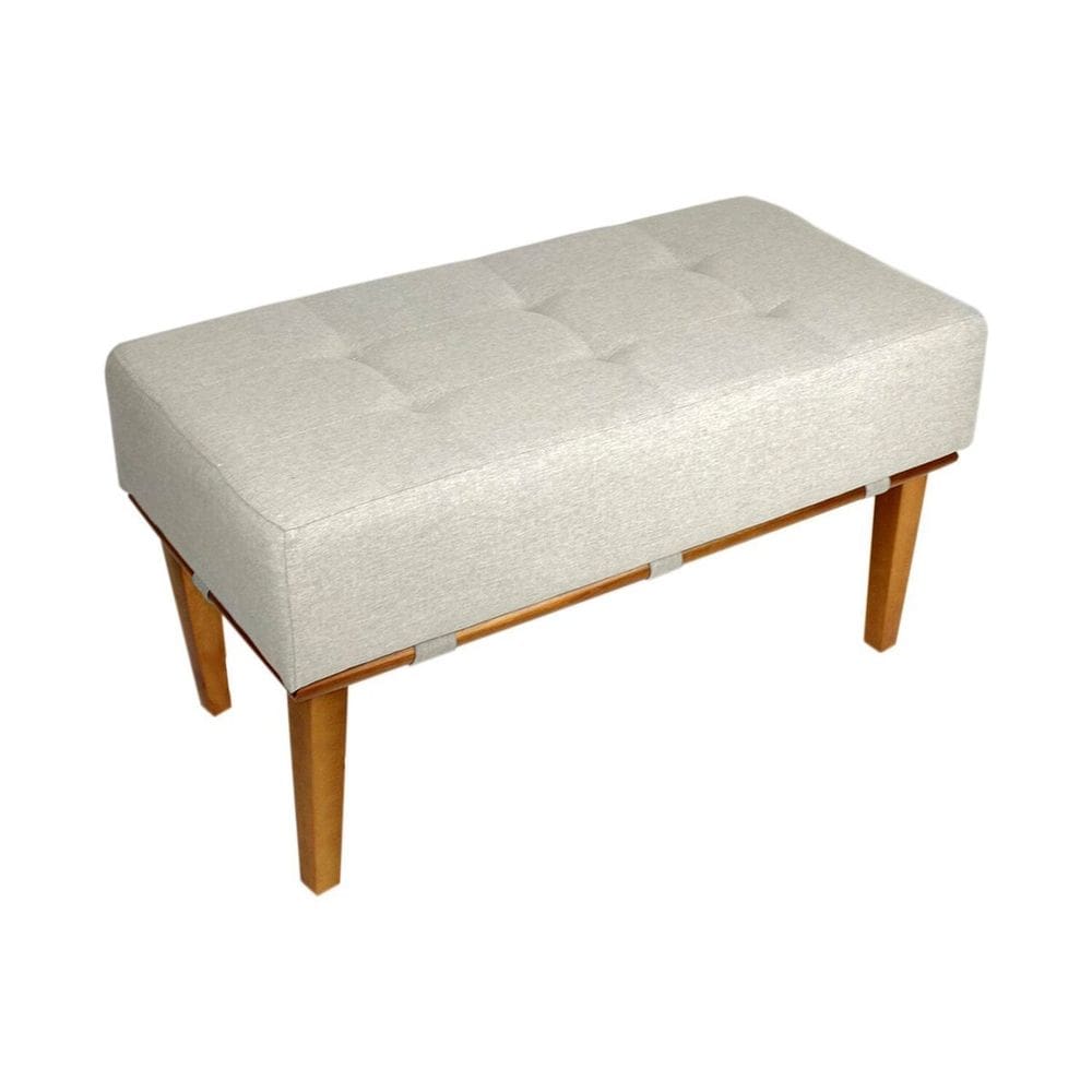Puff Recamier Compacto Lounge Sala e Quarto em Linho 80x40 Bege