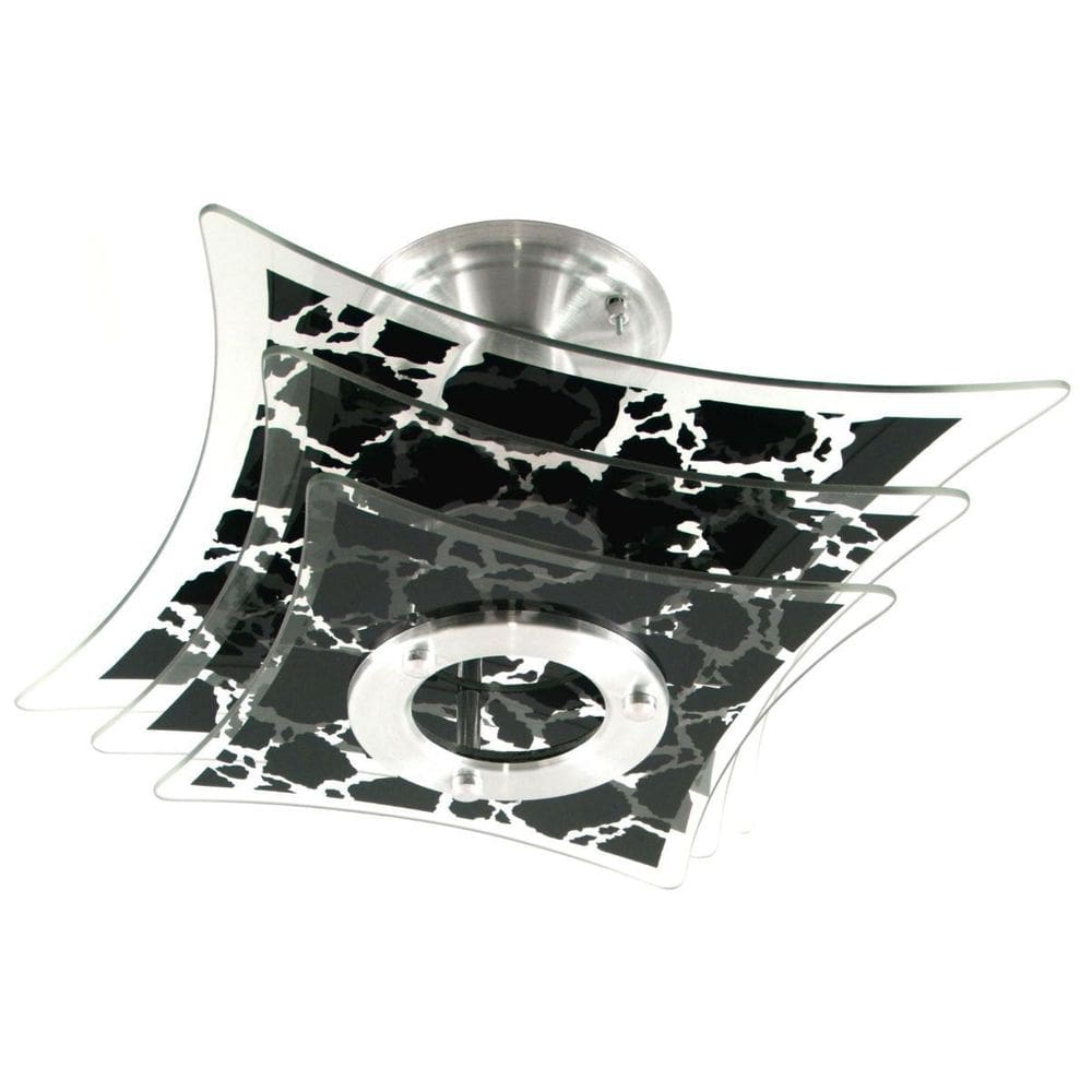 Luminária Plafon Estrelado 3 Vidros - Preto
