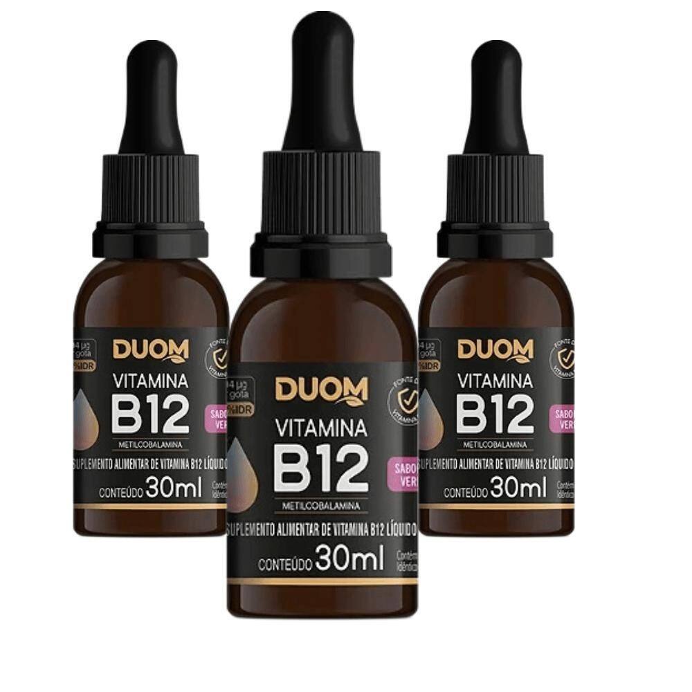 Kit C/3 Vitamina B12 Gotas 30Ml Frutas Vermelhas - Duom