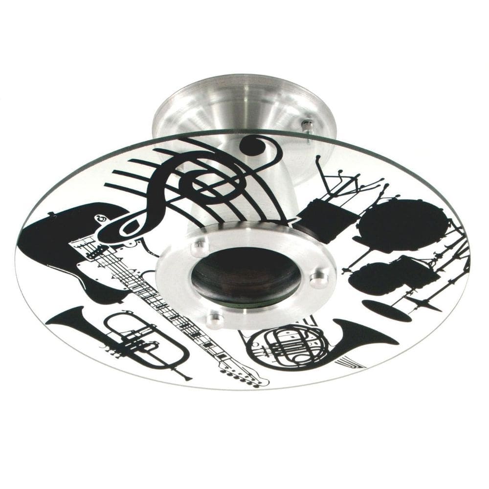 Plafon Musical Pintado À Mão - 30cm - Alumínio Escovado