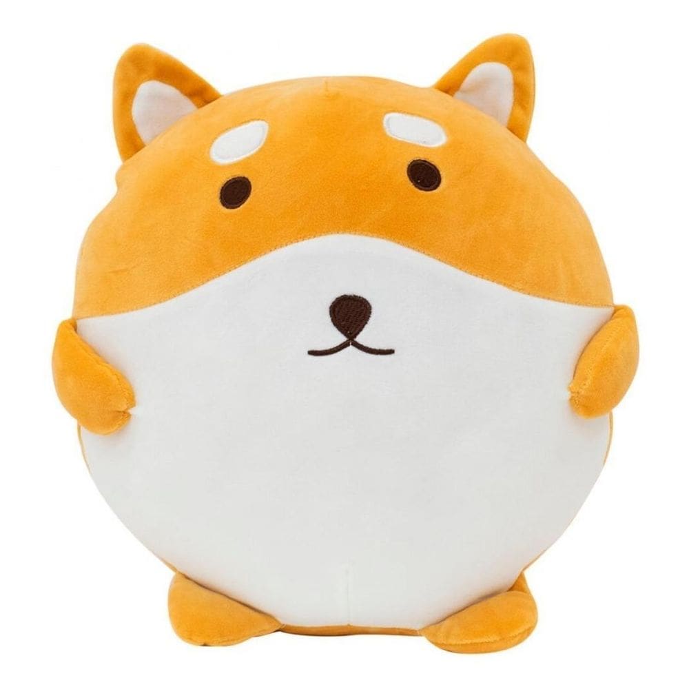 Almofada Cachorro Shiba Semi Bola 30Cm Pelúcia Antialérgica