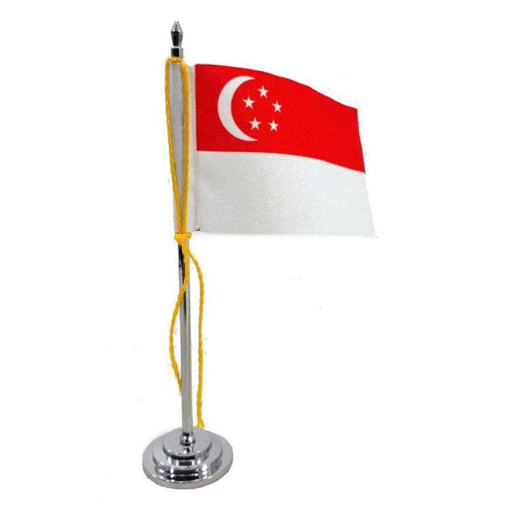 Mini Bandeira De Mesa Cingapura 15 Cm Poliéster