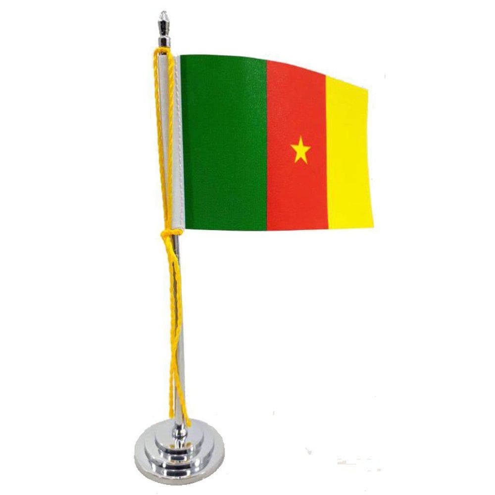 Mini Bandeira De Mesa Camarões 15 Cm Poliéster