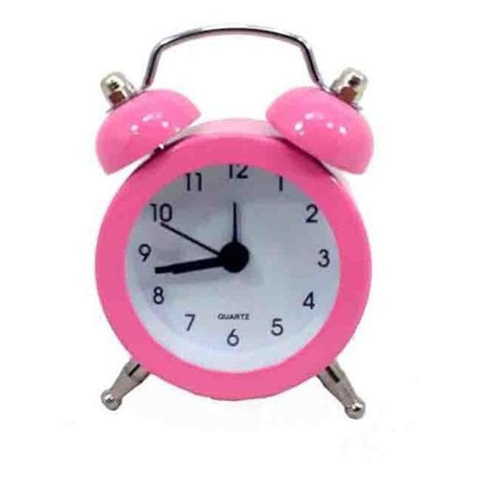 Mini Relógio Despertador Md Rosa 7,5 Cm Altura