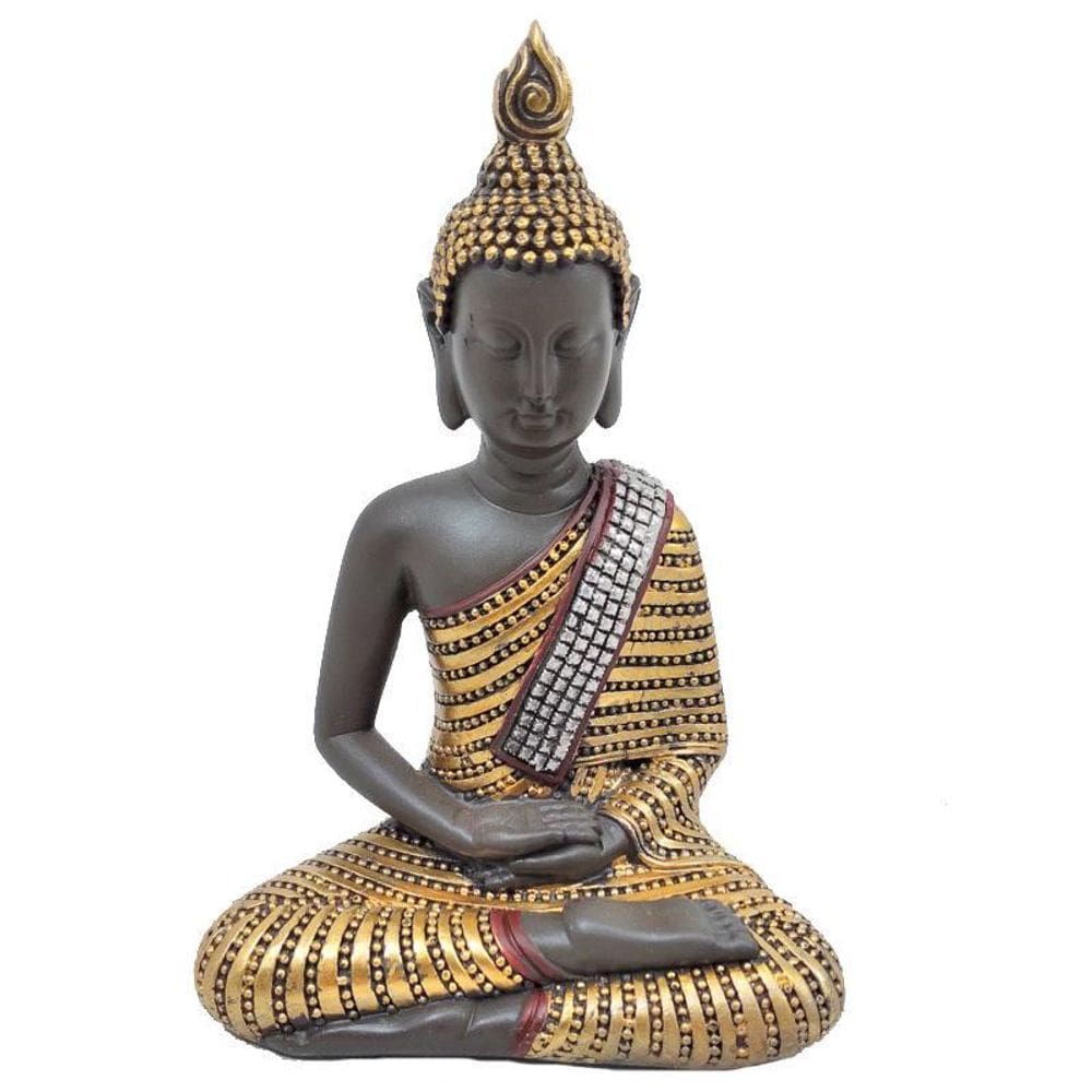 Estátua De Buda Hindu Dourado Resina 12 Cm Altura Marrom Esc