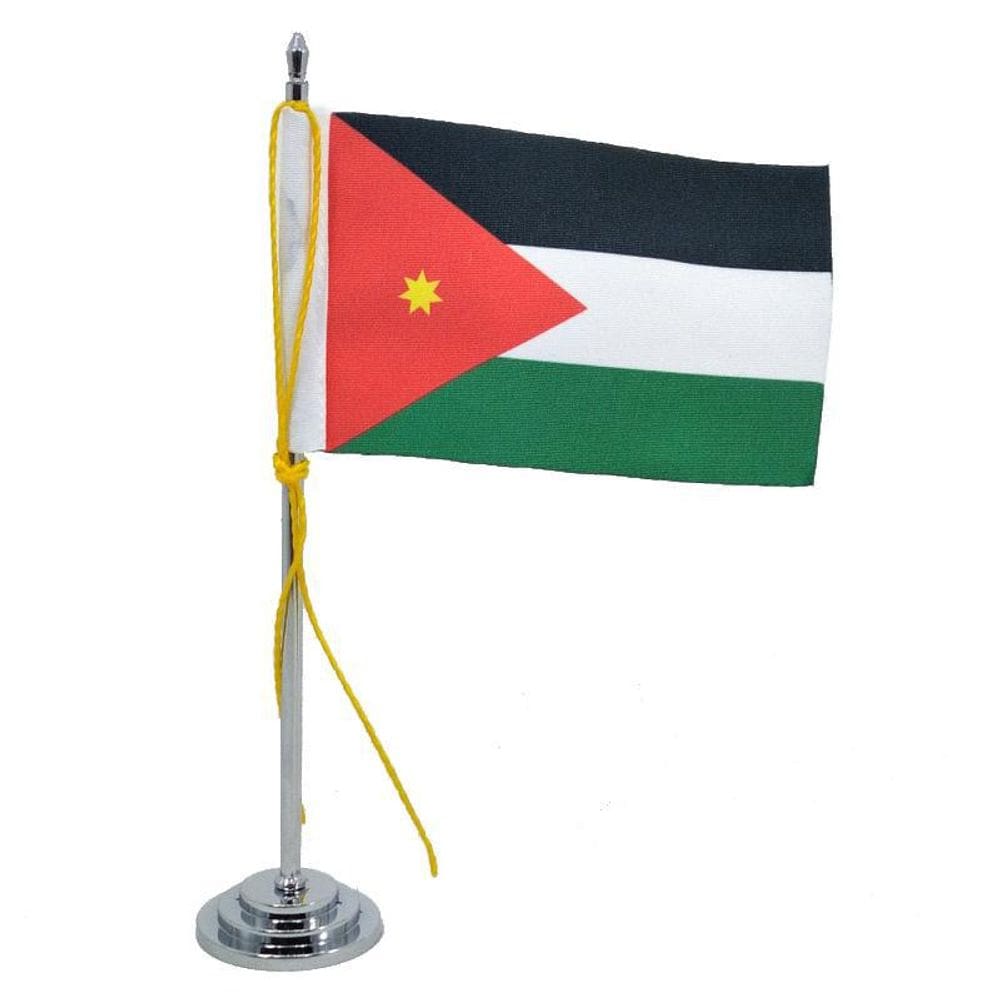 Mini Bandeira De Mesa Jordânia 15 Cm Mastro Poliéster
