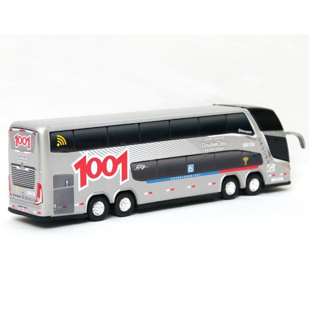 Brinquedo Miniatura Ônibus Viação 1001 Prata 30Cm