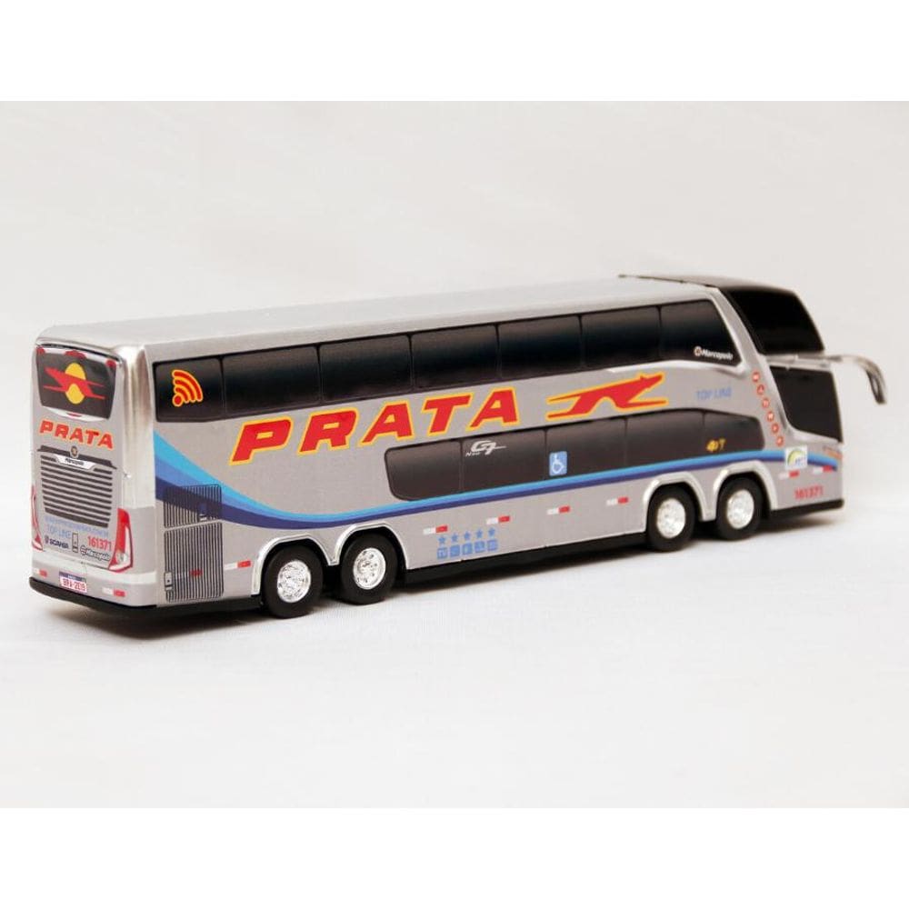 Brinquedo Miniatura Ônibus Viação Prata 1800 Dd G7 30Cm