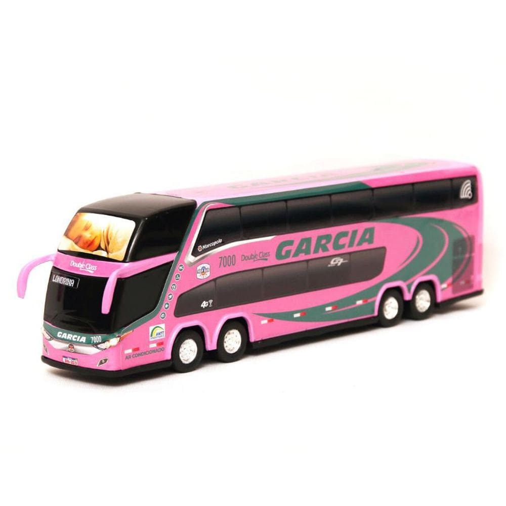 Brinquedo Miniatura Ônibus Viação Garcia Rosa 30Cm