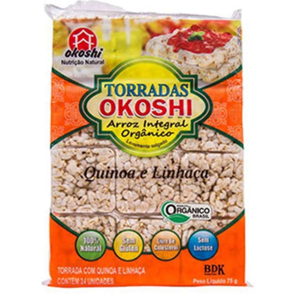 Torradas Arroz Quinoa Linhaça Okoshi 75g - Sem Glúten